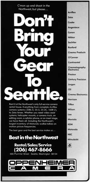 Oppenheimer Don't Bring You Gear to Seattle ad